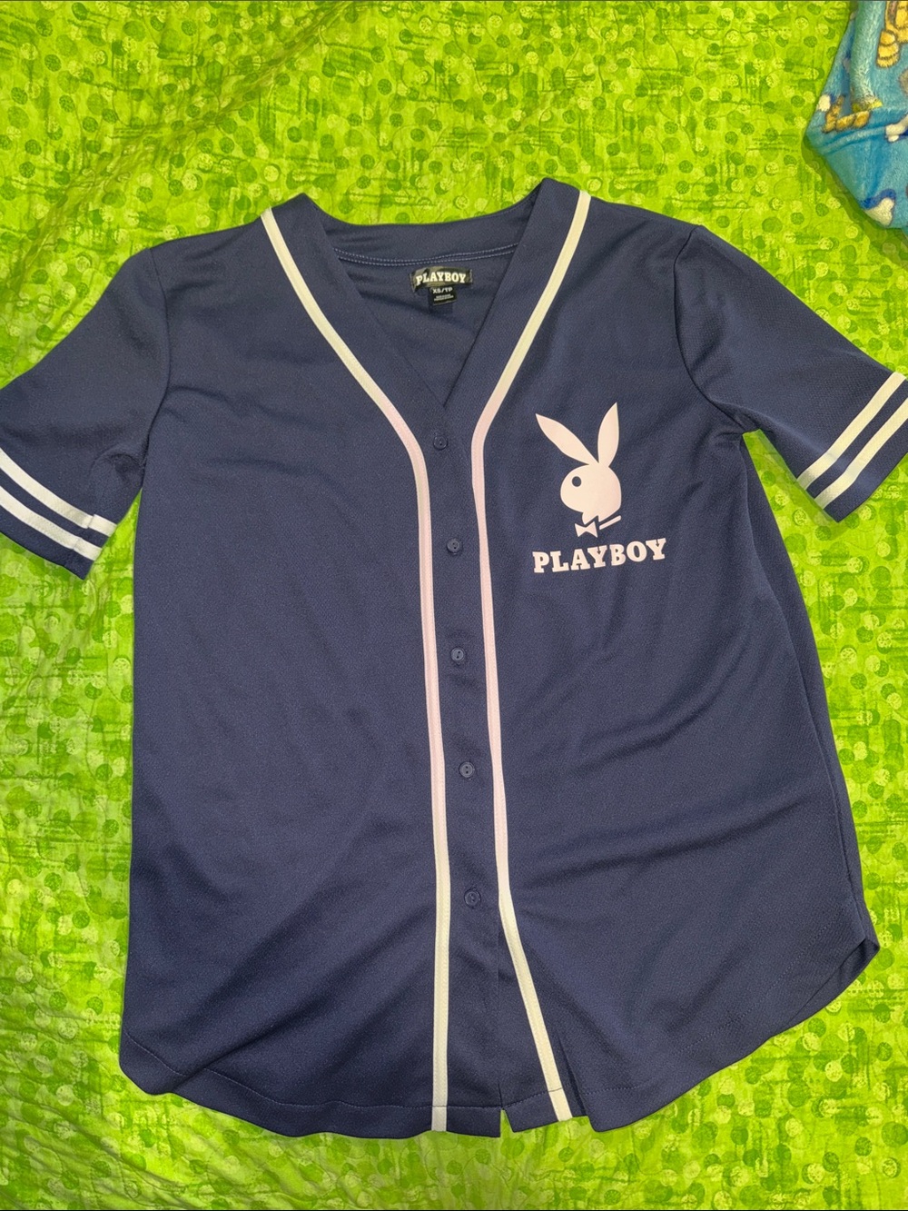 PLAYBOY Navy and Yellow Baseball-Style Jersey